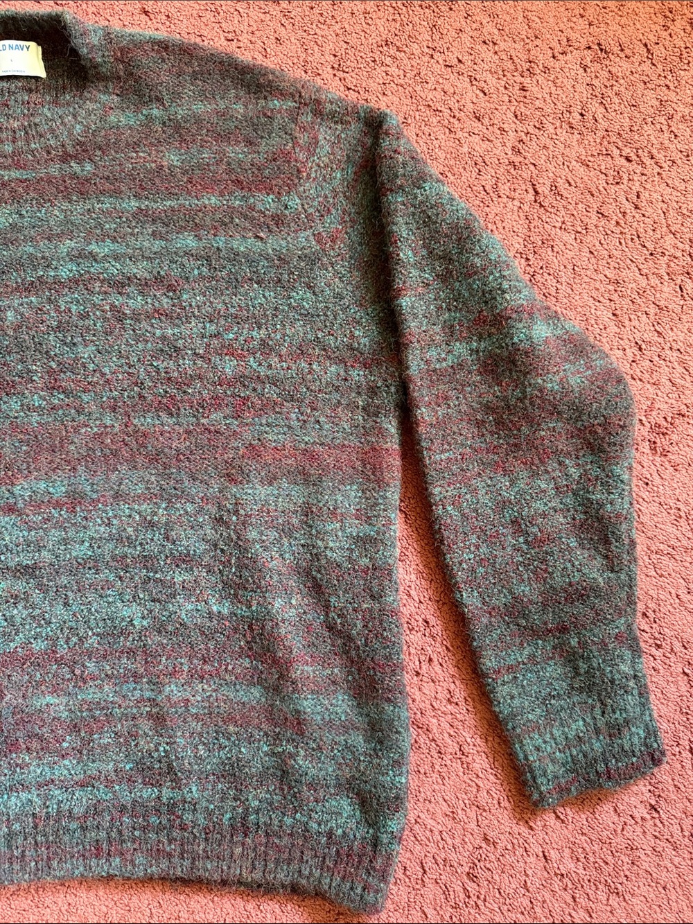 Old Navy Striped Crewneck Sweater - Teal and Brown - Picture 2 of 3